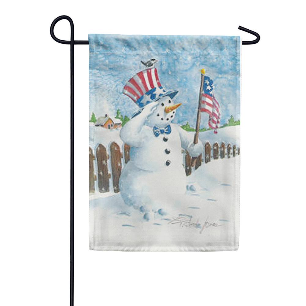 Uncle Patriotic Snowman Garden Flag