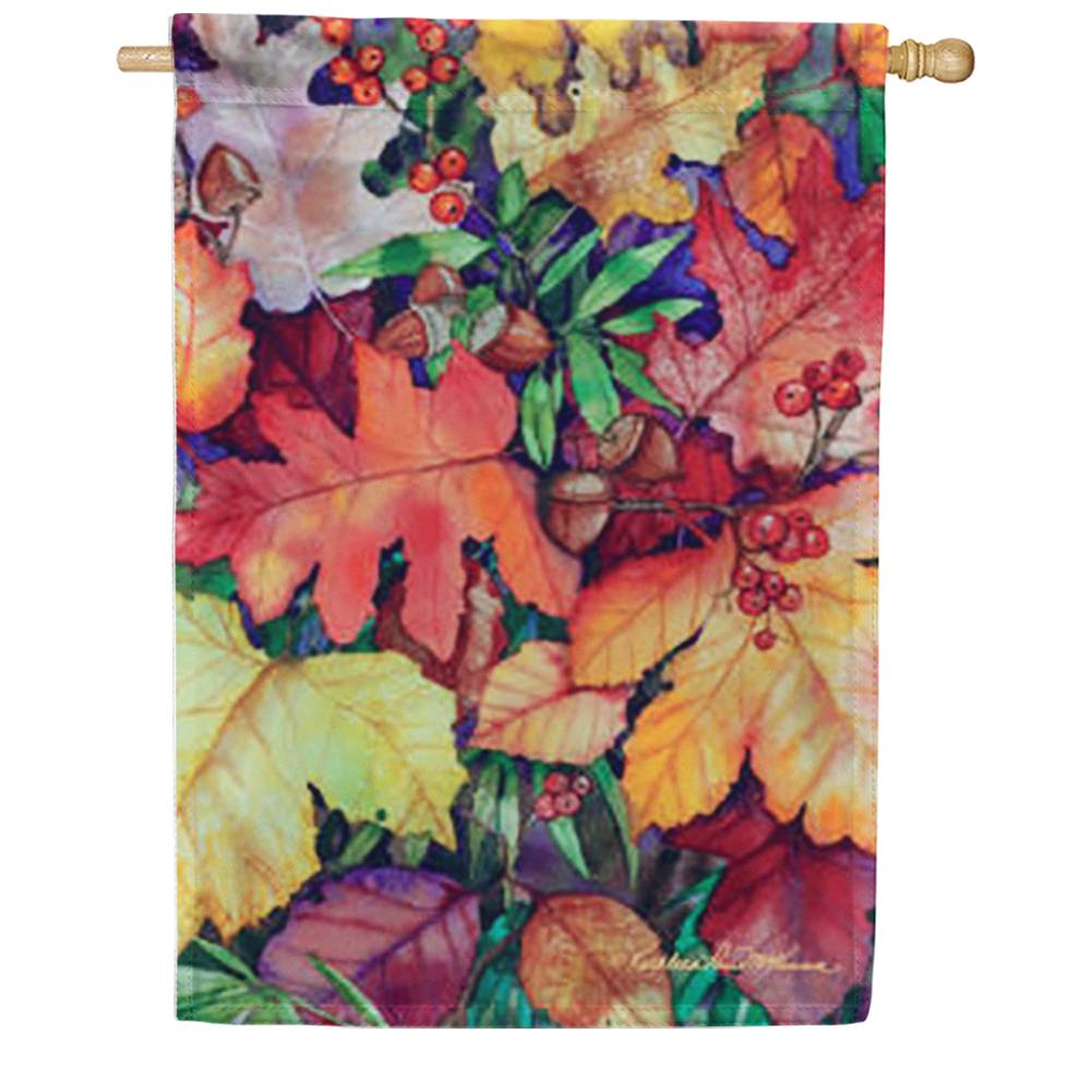 Fallen Leaves and Berries House Flag